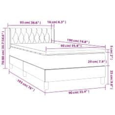 Greatstore Box spring postelja z vzmetnico temno siv 90x190 cm žamet