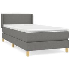 Vidaxl Box spring postelja z vzmetnico temno siva 90x190 cm blago