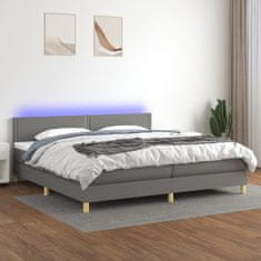 Vidaxl Box spring postelja z vzmetnico LED temno siva 200x200 cm blago