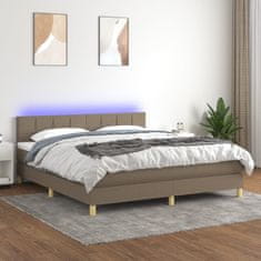 Vidaxl Box spring postelja z vzmetnico LED taupe 160x200 cm blago