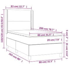 Vidaxl Box spring postelja z vzmetnico LED temno siva 80x200 cm blago