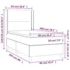 Vidaxl Box spring postelja z vzmetnico temno siva 90x200 cm žamet