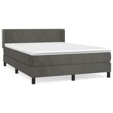 Vidaxl Box spring postelja z vzmetnico temno siva 140x200 cm žamet