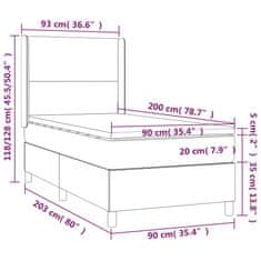 Vidaxl Box spring postelja z vzmetnico temno rjava 90x200 cm blago