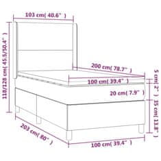 Vidaxl Box spring postelja z vzmetnico roza 100x200 cm žamet