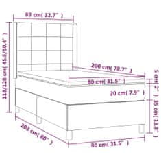 Vidaxl Box spring postelja z vzmetnico LED svetlo siva 80x200 cm žamet