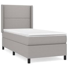 Vidaxl Box spring postelja z vzmetnico svetlo siva 90x190 cm blago