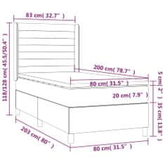 Vidaxl Box spring postelja z vzmetnico LED temno siva 80x200 cm žamet