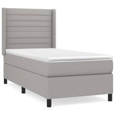 Vidaxl Box spring postelja z vzmetnico svetlo siva 90x190 cm blago