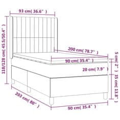 Vidaxl Box spring postelja z vzmetnico krem 90x200 cm blago