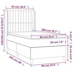 Vidaxl Box spring postelja z vzmetnico temno siva 90x200 cm blago