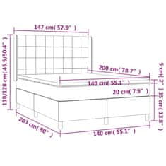 Vidaxl Box spring postelja z vzmetnico krem 140x200 cm blago