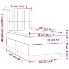 Vidaxl Box spring postelja z vzmetnico svetlo siva 90x200 cm blago