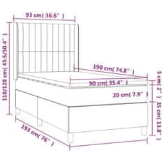 Vidaxl Box spring postelja z vzmetnico svetlo siva 90x190 cm blago