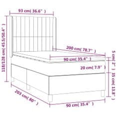 Vidaxl Box spring postelja z vzmetnico temno rjava 90x200 cm blago