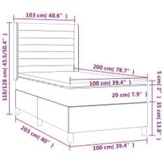 Vidaxl Box spring postelja z vzmetnico krem 100x200 cm blago