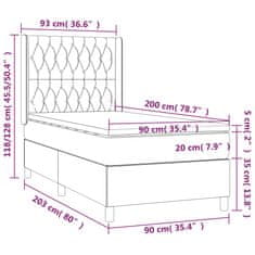 Vidaxl Box spring postelja z vzmetnico temno siva 90x200 cm blago