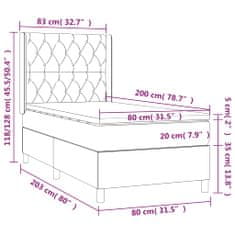 Vidaxl Box spring postelja z vzmetnico temno rjava 80x200 cm blago