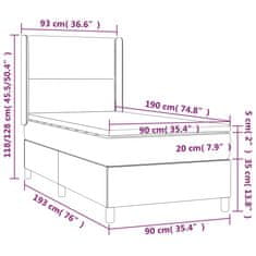 Vidaxl Box spring postelja z vzmetnico krem 90x190 cm blago