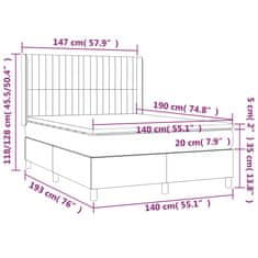 Vidaxl Box spring postelja z vzmetnico krem 140x190 cm blago