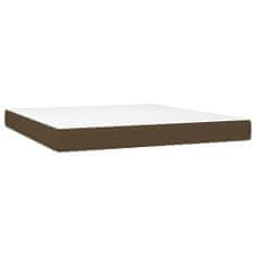 Vidaxl Box spring postelja z vzmetnico temno rjava 160x200 cm blago