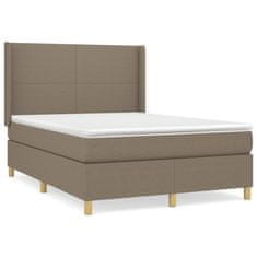 Vidaxl Box spring postelja z vzmetnico taupe 140x200 cm blago