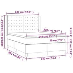 Vidaxl Box spring postelja z vzmetnico krem 140x200 cm blago