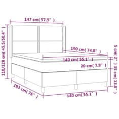 Vidaxl Box spring postelja z vzmetnico krem 140x190 cm blago