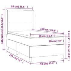 Vidaxl Box spring postelja z vzmetnico bel 90x190 cm umetno usnje