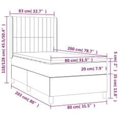 Vidaxl Box spring postelja z vzmetnico svetlo siva 80x200 cm žamet