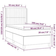 Vidaxl Box spring postelja z vzmetnico krem 90x190 cm blago