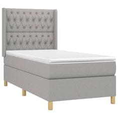 Vidaxl Box spring postelja z vzmetnico LED svetlo siva 90x200 cm blago