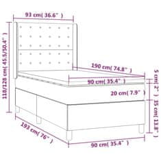 Vidaxl Box spring postelja z vzmetnico temno moder 90x190 cm žamet