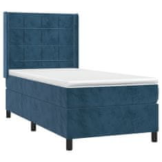Vidaxl Box spring postelja z vzmetnico LED temno modra 100x200cm žamet
