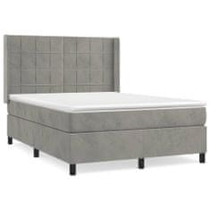 Vidaxl Box spring postelja z vzmetnico svetlo siv 140x190 cm žamet