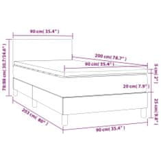 Vidaxl Box spring postelja z vzmetnico LED temno modra 90x200 cm žamet