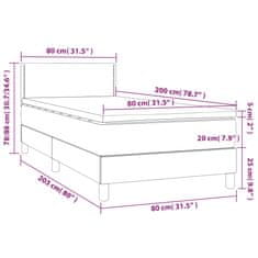 Vidaxl Box spring postelja z vzmetnico LED temno rjava 80x200 cm blago