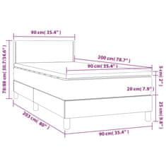 Vidaxl Box spring postelja z vzmetnico LED taupe 90x200 cm blago