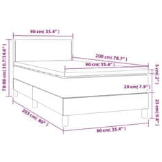 Vidaxl Box spring postelja z vzmetnico LED roza 90x200 cm žamet