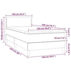 Vidaxl Box spring postelja z vzmetnico LED taupe 100x200 cm blago