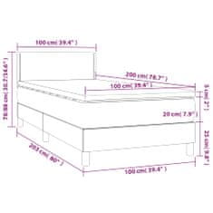 Vidaxl Box spring postelja z vzmetnico temno siva 100x200 cm blago