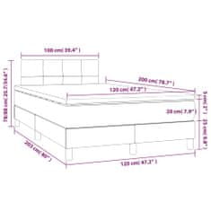 Vidaxl Box spring postelja z vzmetnico LED krem 120x200 cm blago