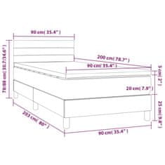 Vidaxl Box spring postelja z vzmetnico LED temno siva 90x200 cm blago