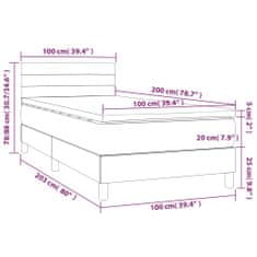 Vidaxl Box spring postelja z vzmetnico temno siva 100x200 cm blago