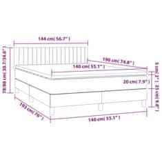 Vidaxl Box spring postelja z vzmetnico LED krem 140x190 cm blago