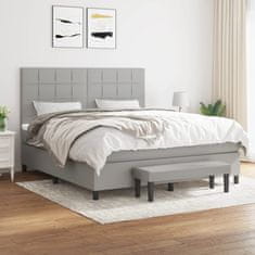 Vidaxl Box spring postelja z vzmetnico svetlo siva 180x200 cm blago