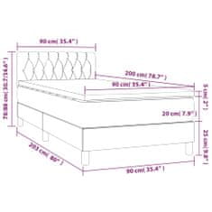 Vidaxl Box spring postelja z vzmetnico LED krem 90x200 cm blago