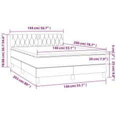 Vidaxl Box spring postelja z vzmetnico LED temno rjava 140x200cm blago