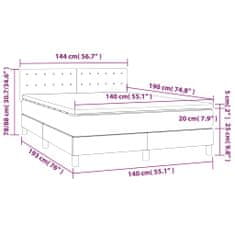 Vidaxl Box spring postelja z vzmetnico LED krem 140x190 cm blago