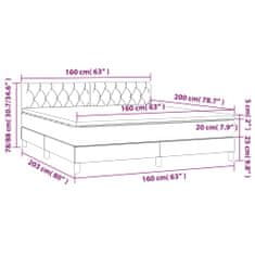 Vidaxl Box spring postelja z vzmetnico LED temno siva 160x200 cm blago